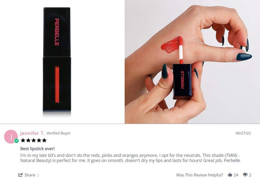 applying lip tint on hand