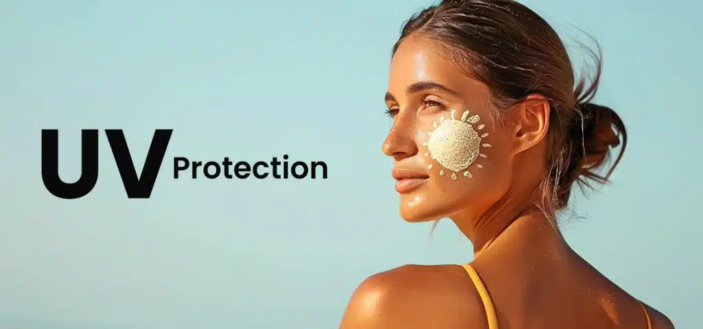 girl using cream with SPF for UV protection