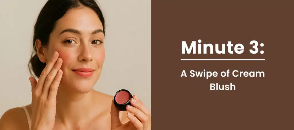 Woman using cream blush for a natural glow