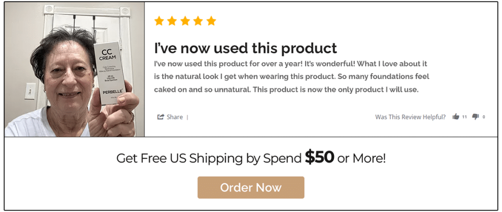 Customer review holding CC cream