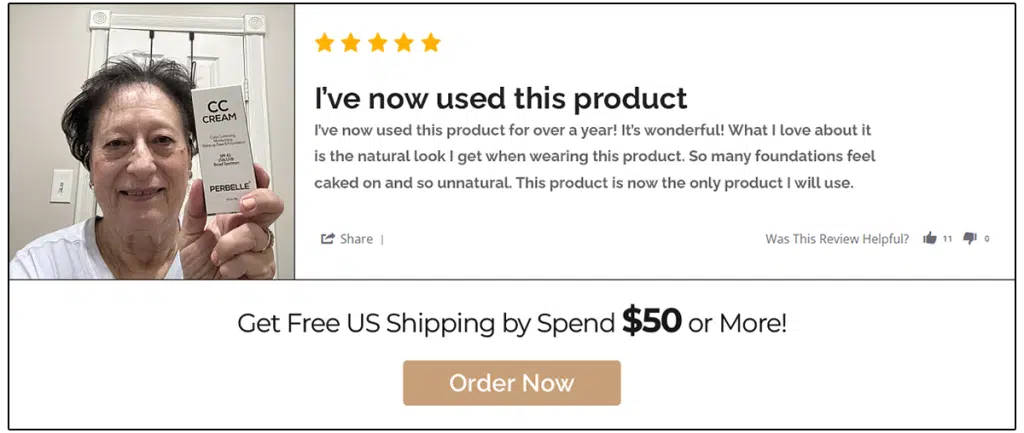 Customer review holding CC cream