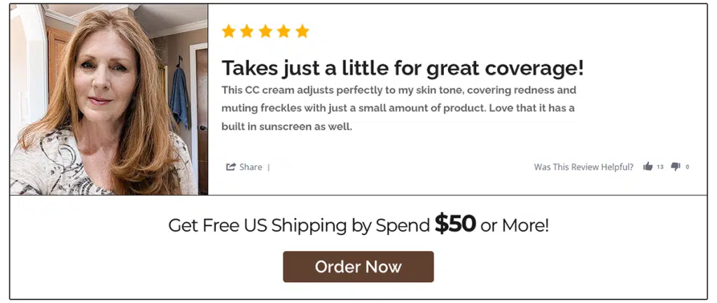 Customer review holding CC cream