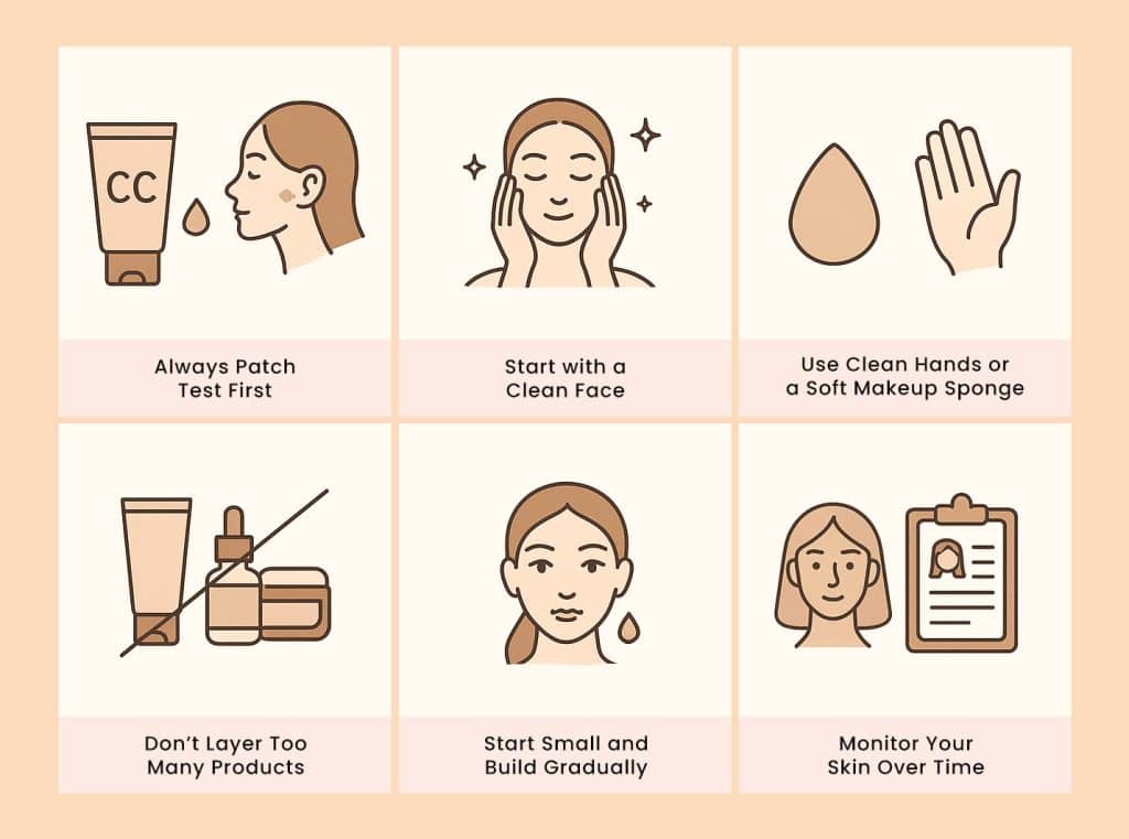 Illustrated CC cream application tips guide