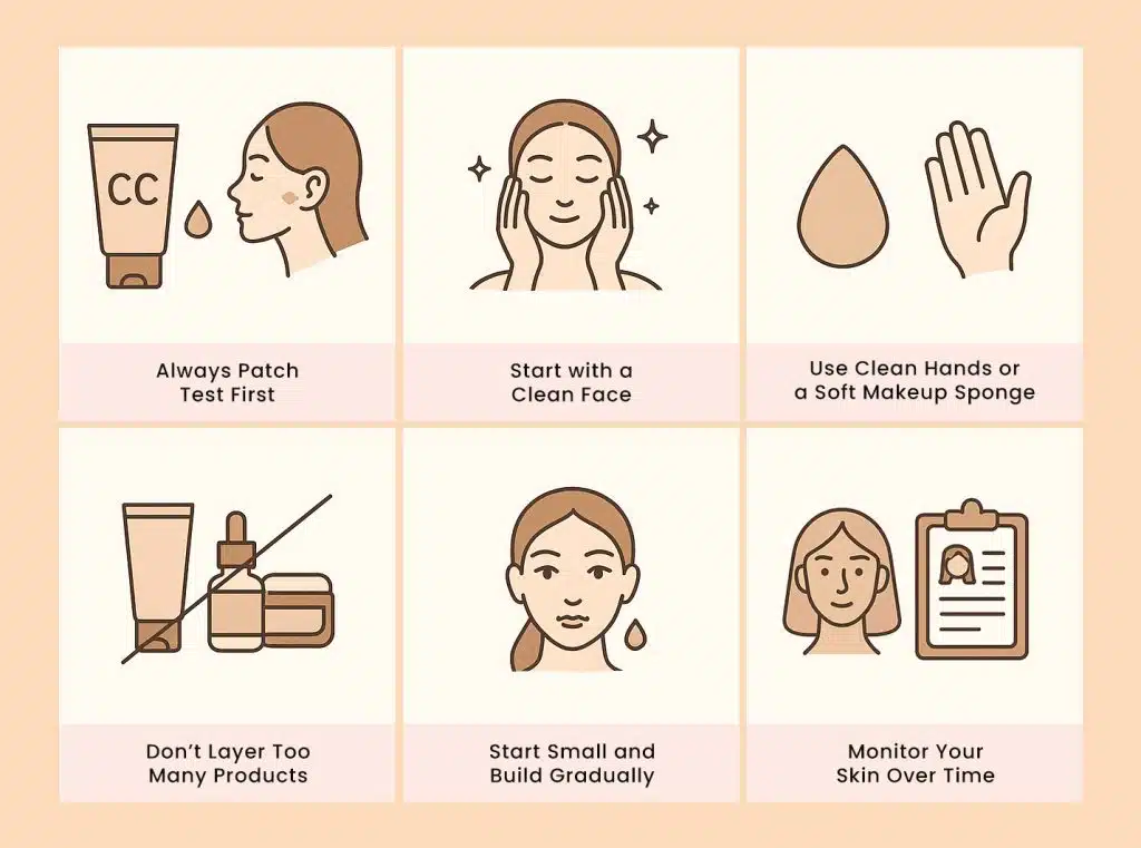 Illustrated CC cream application tips guide
