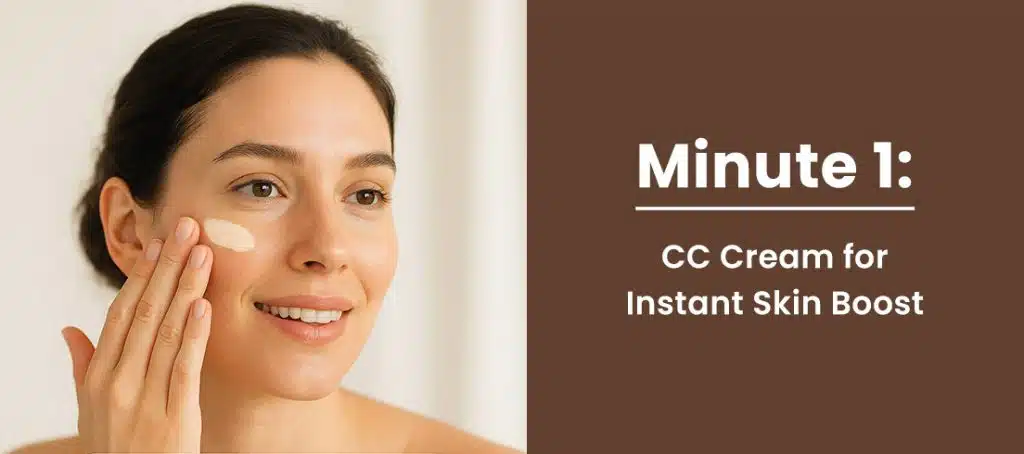 Woman applying CC cream for quick skin boost