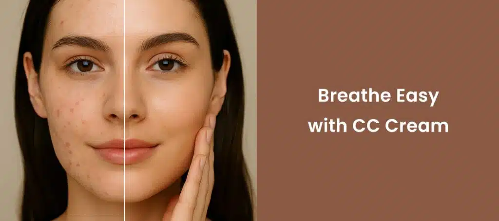 Before and after CC cream on acne-prone skin
