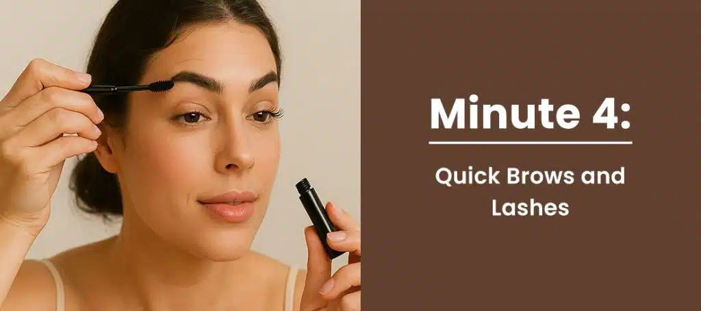 Woman applying brow gel and mascara