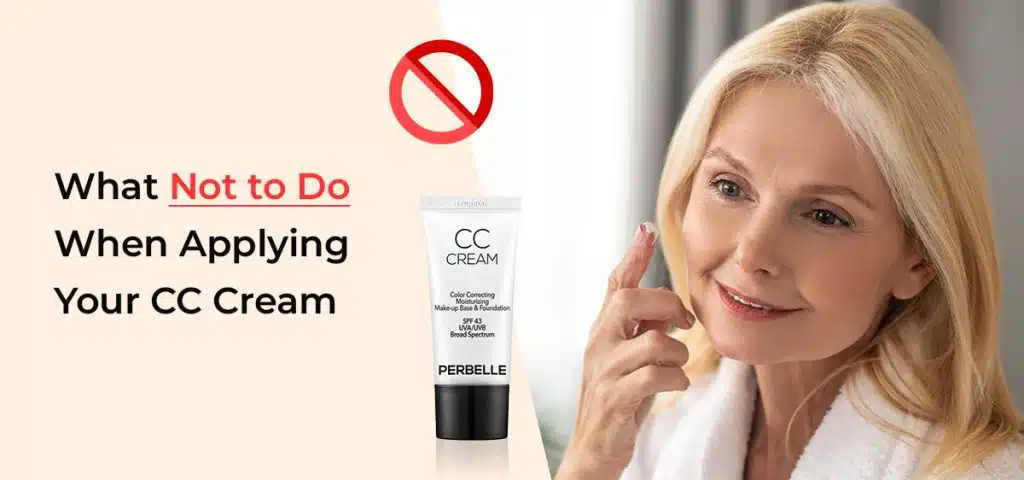 Woman applying CC cream