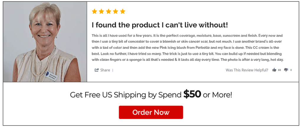 Customer review and product offer)