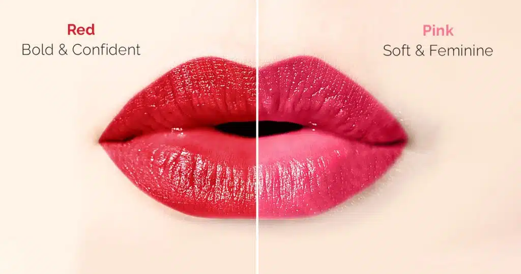 Red vs pink lipstick shades