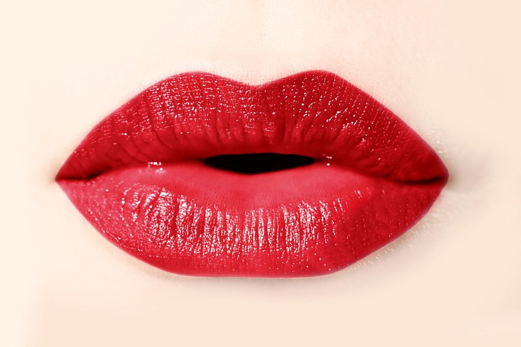 Red glossy lips