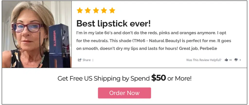 Woman holding lipstick box