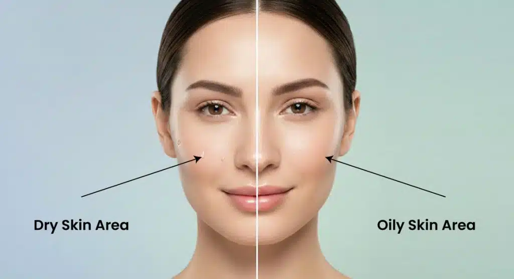 Dry vs oily skin zones