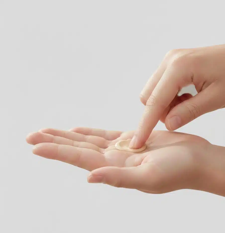 Blending CC Cream with fingers