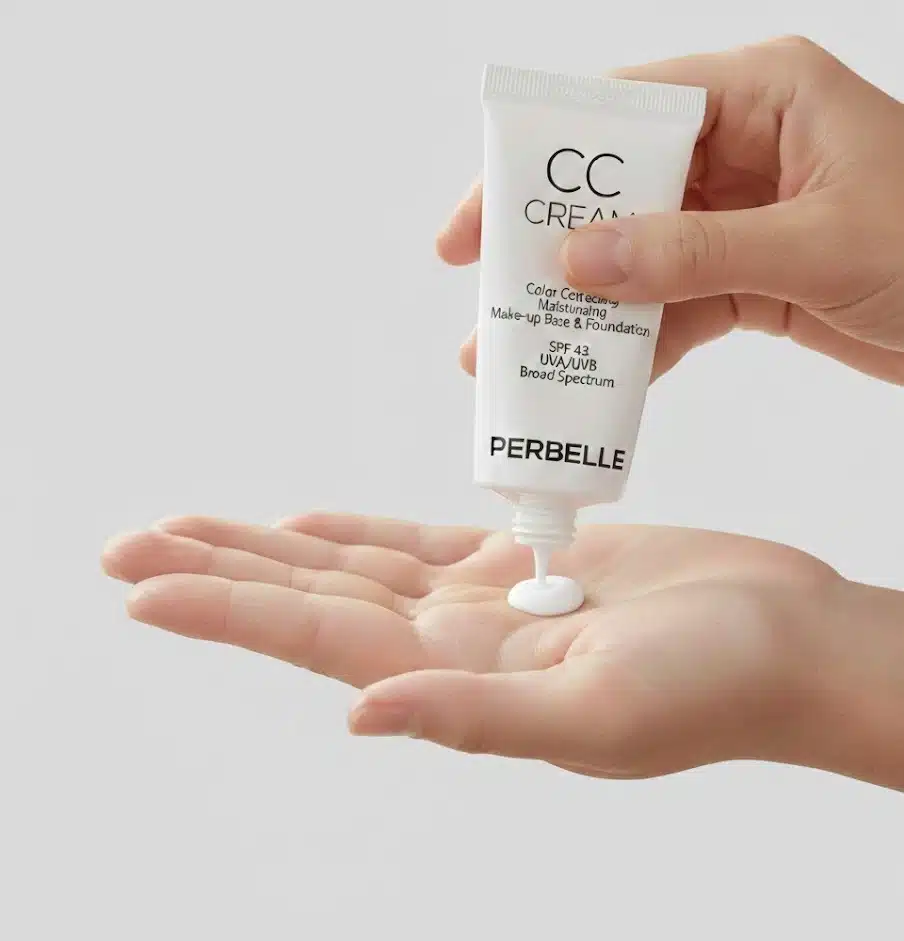 Squeezing CC Cream onto hand